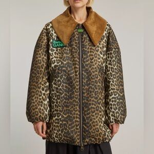 GANNI x Barbour Leopard Wax Field Jacket, size 4